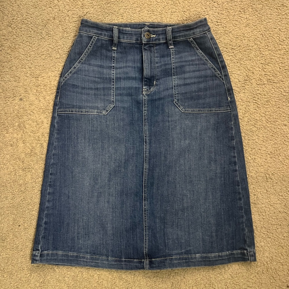 St. John's Bay Dark Blue Denim Midi Pencil Skirt